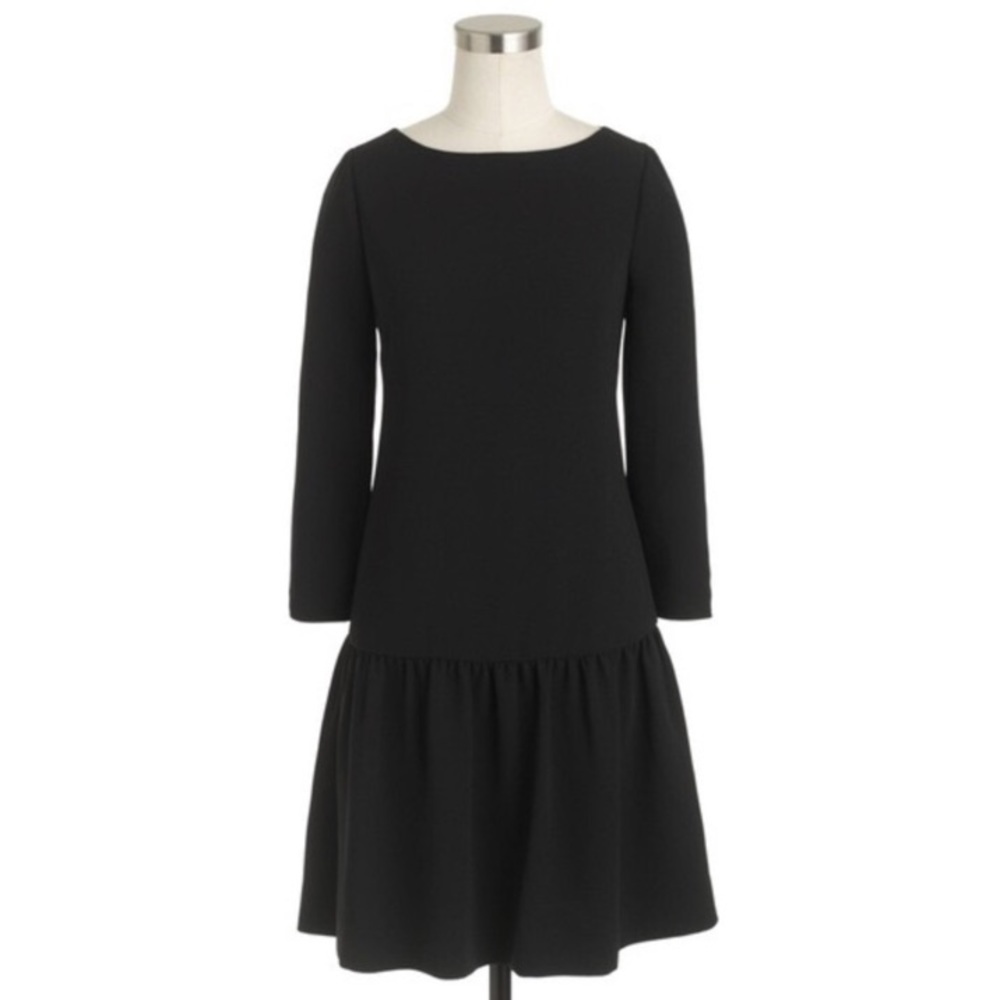 J Crew Black Crepe Drop Waist Career Dress 00